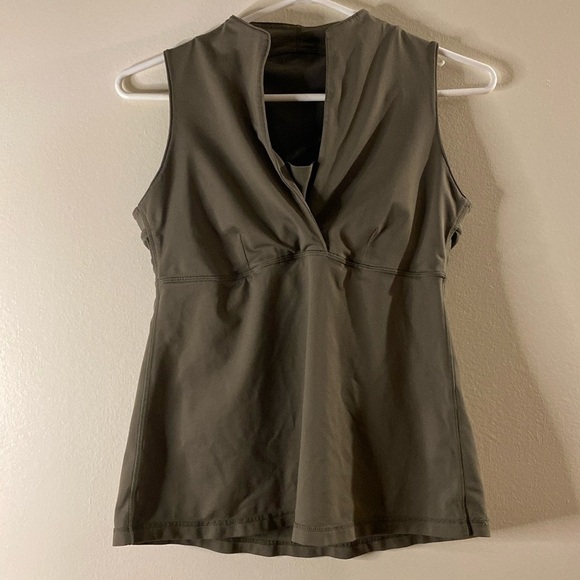 Lululemon Forest Green Tennis Athletic Tank Top with  Surplice Neck (Size 8) - Picture 1 of 12